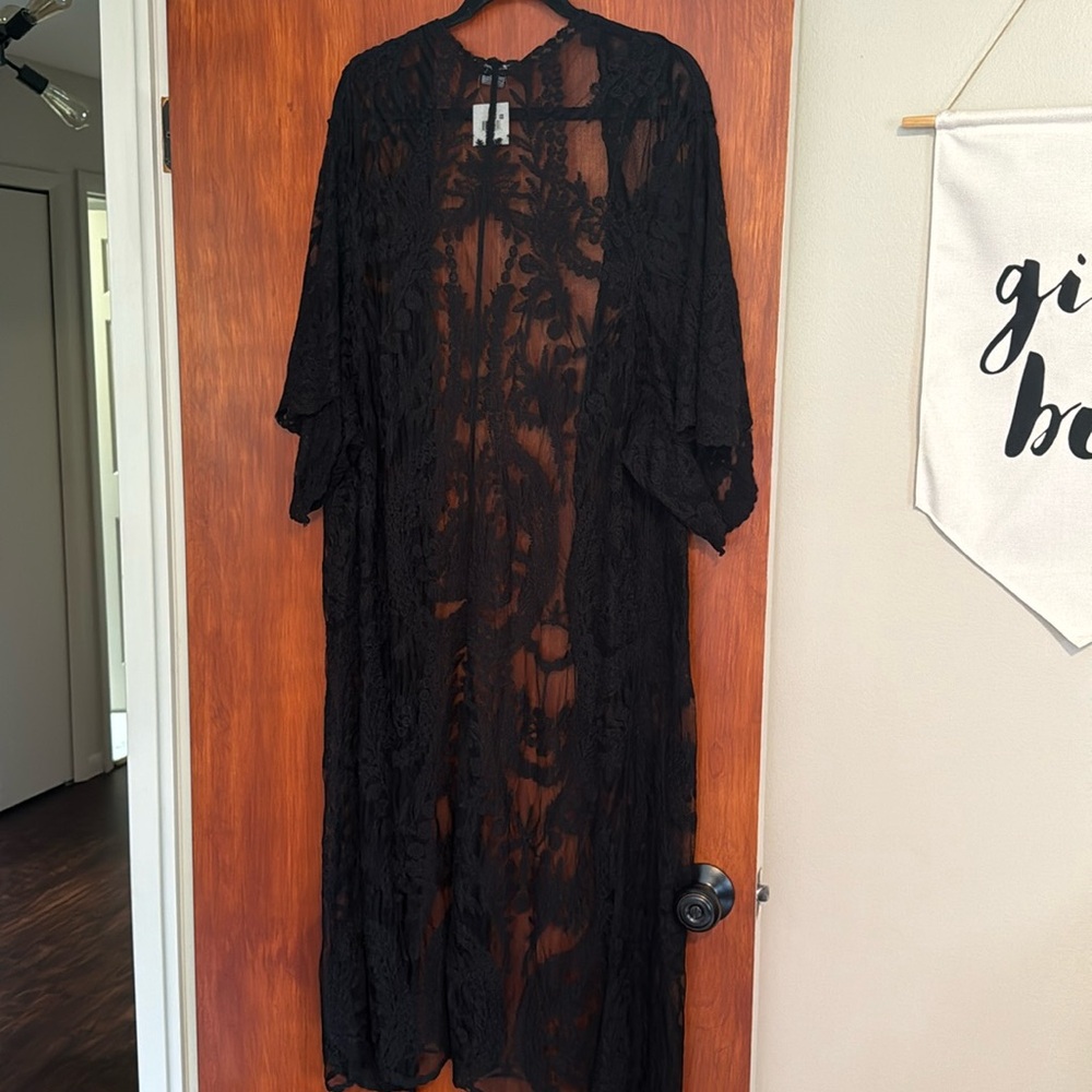 Black Sheer Kimono OS